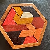 Amazon.com: KINGZHUO Hexagon Tangram Classic Chinese Handmade Wooden ...