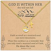 Sereney Valentines Day Gifts for Boy Son Gold Cross Necklace, Mustard Seed Jewelry Necklace as Valentines Gifts for Teen, Christian Religious Baptism Confirmation Gift 1st Communions Gift for Teen