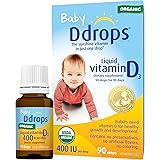 Ddrops Organic Baby 400 IU 90 Drops - Daily Vitamin D Liquid for Infants. Supports Teeth & Bone Health. No Preservatives, No 