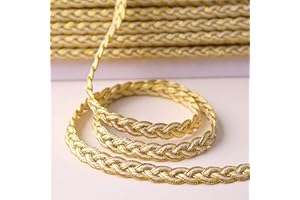 AIETSYEI Gold Trim Metallic Floral Gimp Braid Trim Lace 0.3" Wide x 12 Yards Centipede Edge for Craft & Decor (WhiteGold)