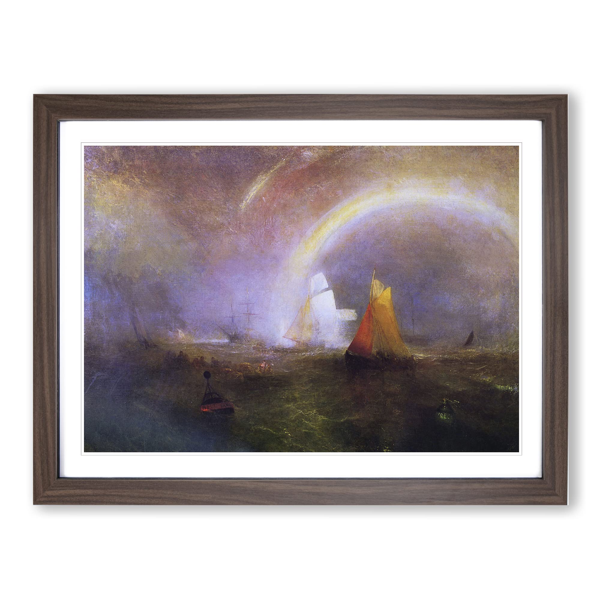 J.M.W. Turner The Wreck Buoy Classic Painting Framed Wall Art Print, Ready to Hang Picture for Living Room Bedroom Home Office Décor, Walnut A4 (34 x 25 cm)