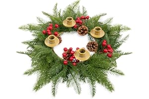 Rocinha Christmas Wreath Candle Centerpiece - Holiday Decorations Gift for Traditions