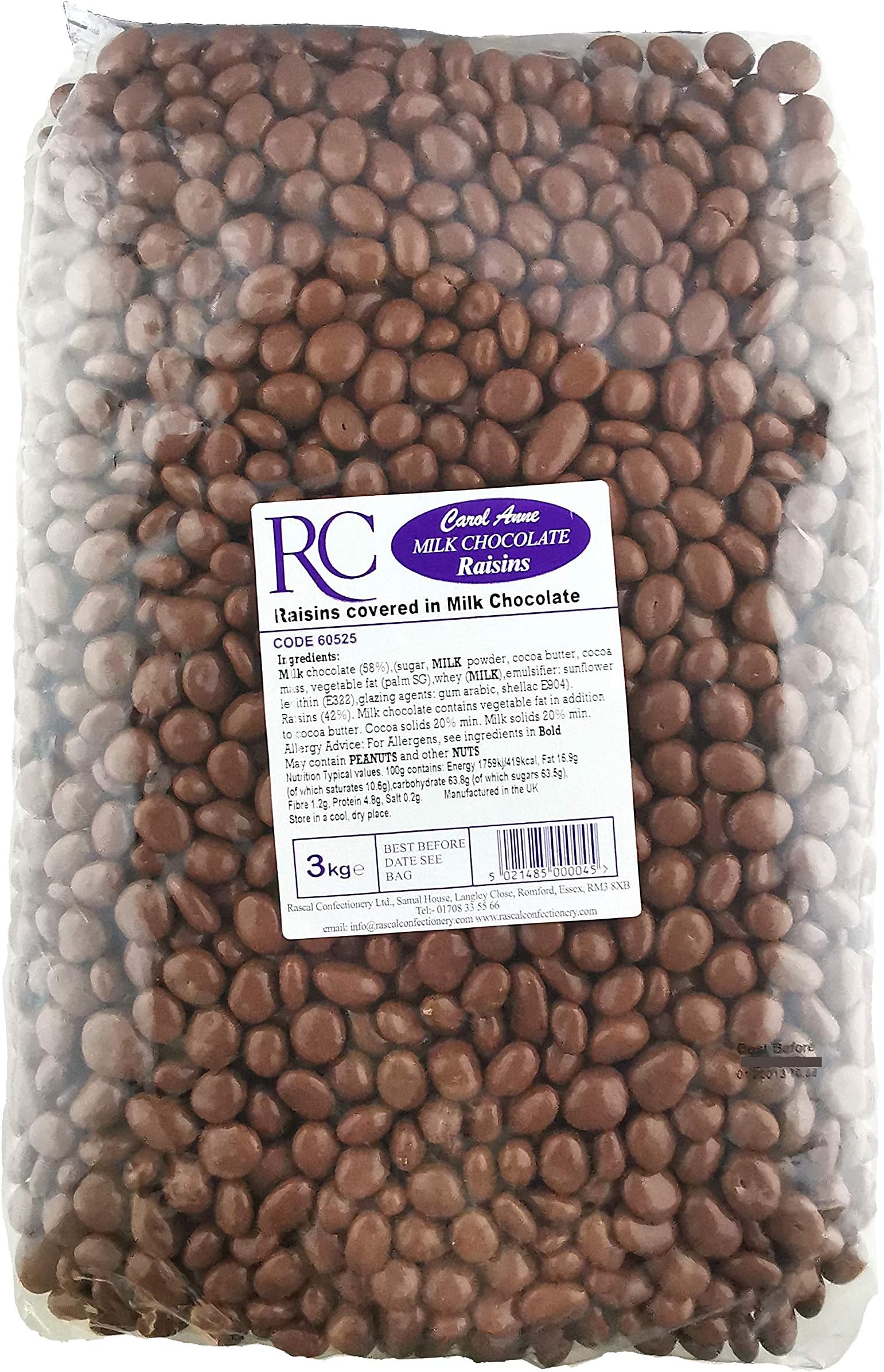 Carol AnneMilk Chocolate Covered Raisins - 3kg With Free P&P