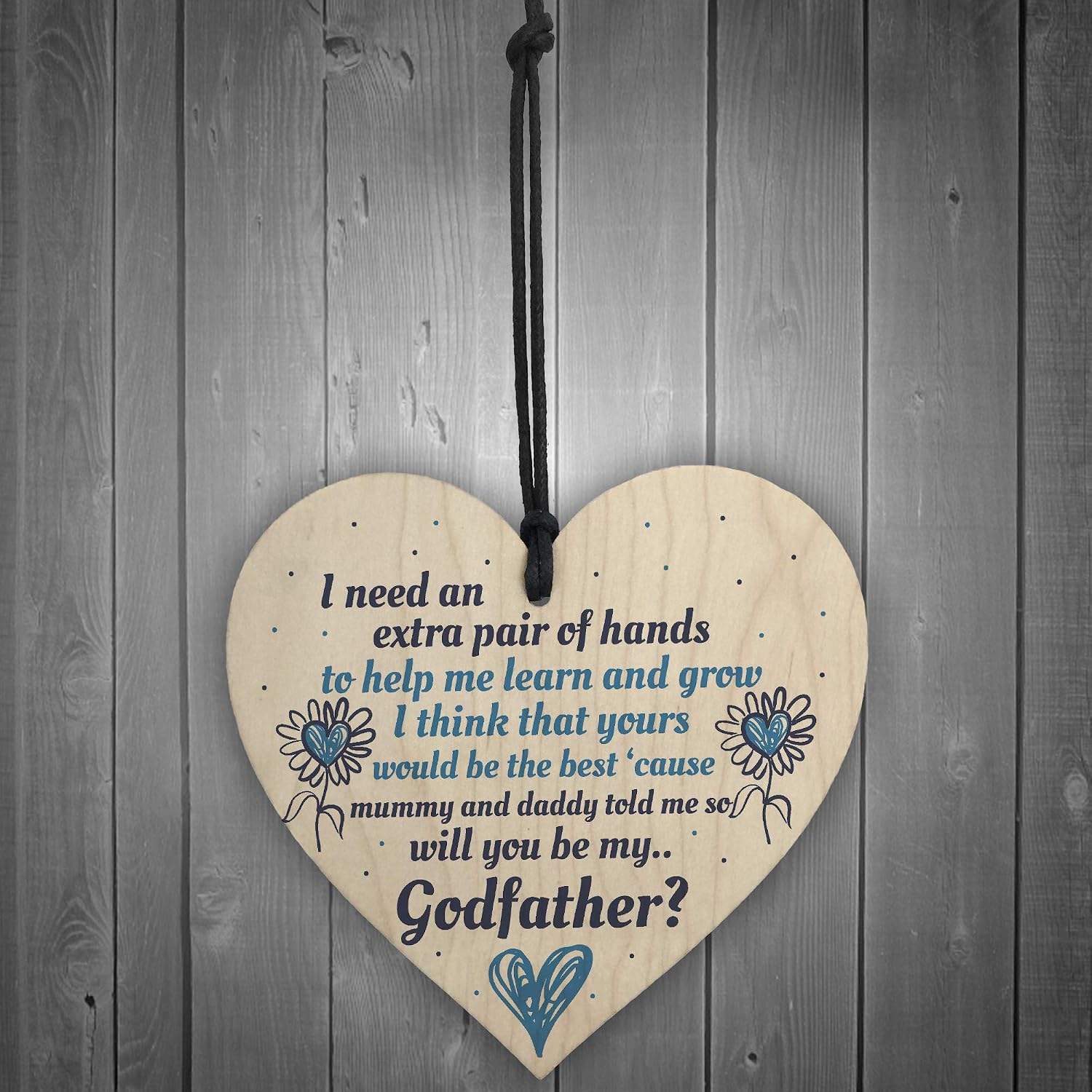 Red Ocean GODMOTHER GODFATHER Will You Be My Godfather Wooden Heart Plaque Goddaughter Godson Christening Asking Gifts - Image 3