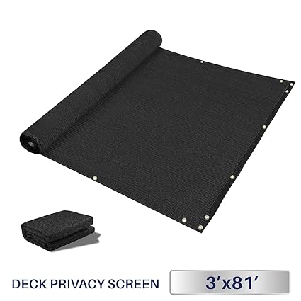 3 x 81, Solid Black: Windscreen4less Deck Privacy Screen for Backyard, Patio, Balcony, Pool, Porch, Railiing, Gardening, Fence Shield Rails Protection Bl