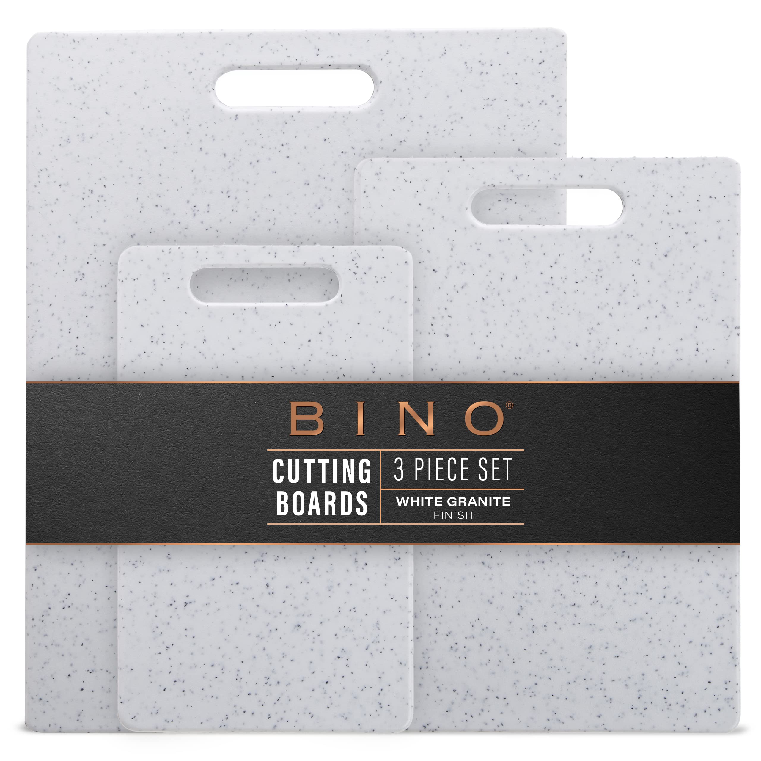 Photo 1 of BINO Cutting Board - 3-Piece Chopping Boards | BPA-Free Plastic, Durable, Multipurpose, Dual-Sided, Dishwasher Safe, Easy to Clean | Charcuterie Accessories | Home & Kitchen Utensils White Granite