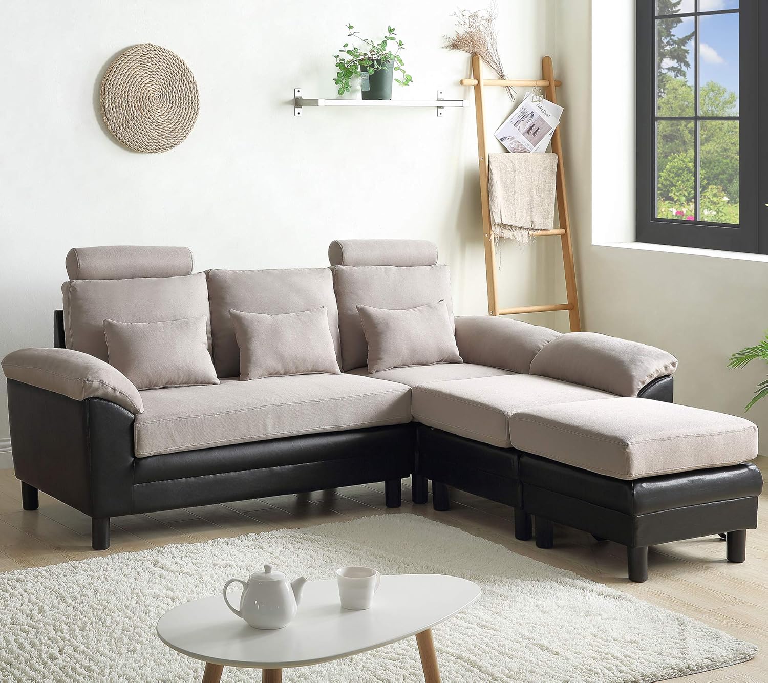 Amazon｜ソファ ソファセット リビングソファ カウチソファ 三人掛け コーナーソファー L字型 (ベージュ)｜ソファ・カウチ オンライン通販