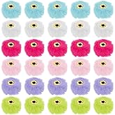 30 Pcs Fluffy Faux Fur Pom Poms Beads Fluffy Beads Colorful Fuzzy Spacer Faux Fur Poms for Pens Bracelets Jewelry Making Keychains Earrings Garland Headband DIY Crafts Projects Gifts 0.78×0.15"