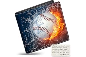 MINDOW Boys Wallet for Kids, Teen Boy Baseball Wallets 9-12 8-10 8-12, Cool Novelty Leather Bifold Rfid Blocking Purse Coin Pocket Zipper Id Window for Children Men Male Youth Guys Birthday Christmas Gifts