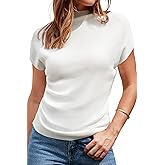 Arach&Cloz Women's Ruched Summer Tops Mock Neck Cap Sleeve Slim Fit Blouses 2026