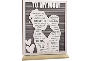 Hiagkmet Birthday Gifts for Mom from Son, Mother's Day, Christmas, Rustic Mom and Son Hug Wood Sign, Mummy Gifts Ideas,Best M