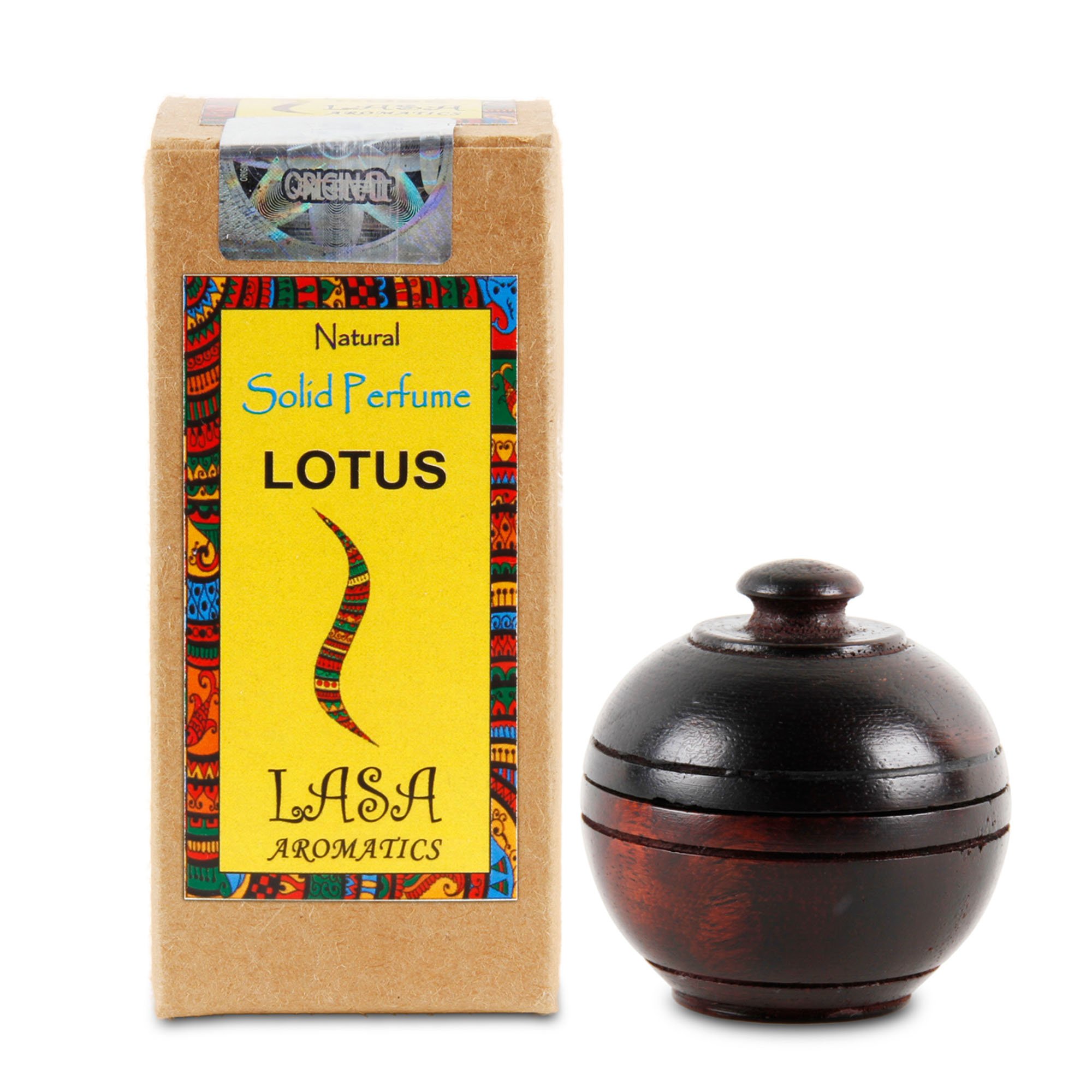 Lasa Aromatics Lotus Natural Solid Perfume Body Musk In Wooden Jar - 6 gm