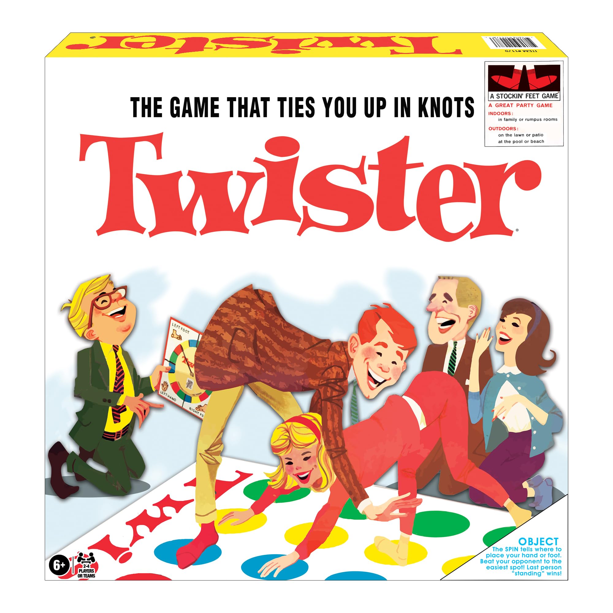 Classic Twister with Retro Design and Oversized Spinner by Winning Moves Games USA, Party Game for 2-4 Players, Indoor and Outdoor Fun for Kids Ages 6+