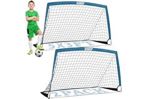 KUNUP Kids Soccer Goals for Backyard, 5×3, 6×4, 9×5FT 2 Pieces Easy Foldable Soccer Practice Net with Portable Carrying Bag for Toddler Youth Adult Soccer Training Equipment Outdoor Sports Game