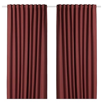 Buy Ikea Annakajsa Room Darkening Curtains 1 Pair Brown Red