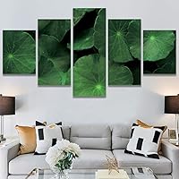 SIGNWIN 5 Panel Canvas Wall Art Modern Art Decorative Elements Expressive Leaves Multicolor Patterns Photography for Home Decorations Ready to Hang - 60