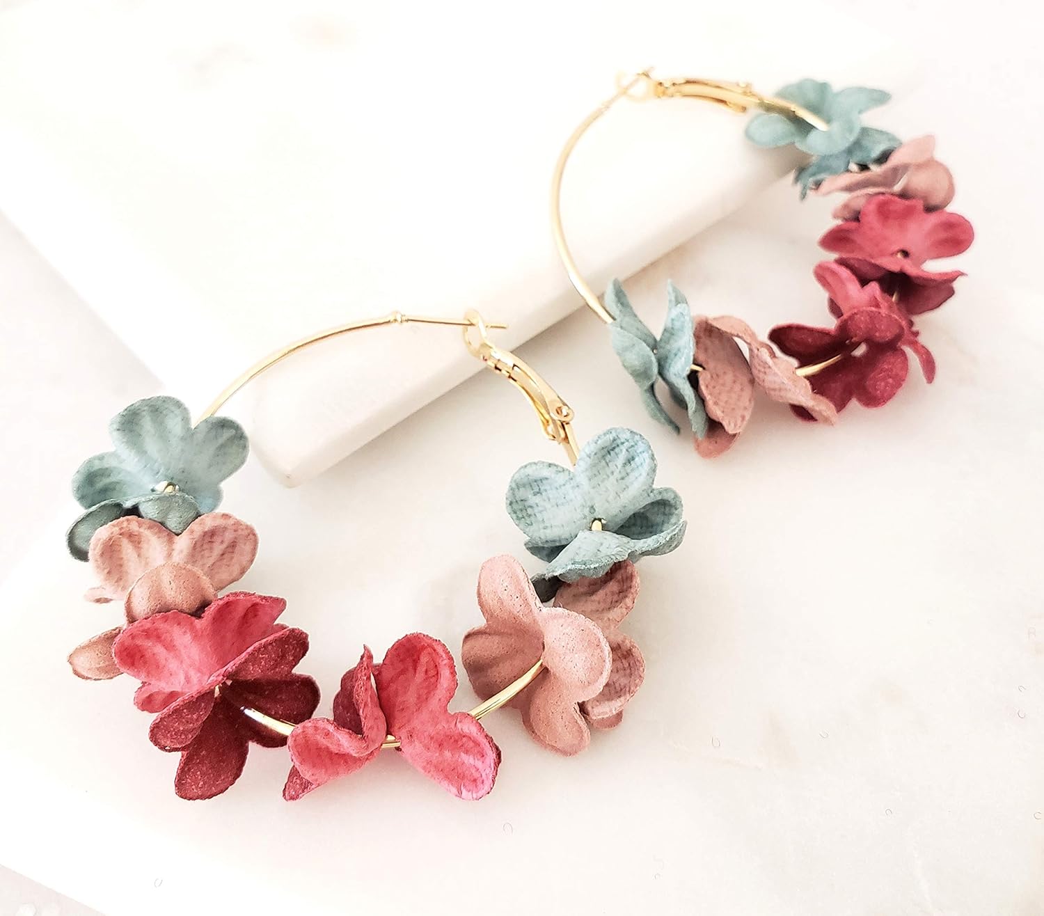 Flower earrings, Spring Flowers Hoop 