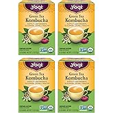 Yogi Tea Green Kombucha Tea - 16 Bags per Pack (4 Packs) - Organic - With Kombucha to Support Overall Health - Includes Lemongrass, Spearmint Leaf & More