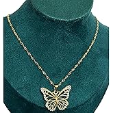 LAPRECIEUZ DE ARTHES JEWELRY 18K Yellow Gold Filled Butterfly Pendant Necklace with Cubic Zirconia for Women 18" – Non Tarnish, Hypoallergenic, Dainty Everyday Necklace, Gift for Her, Waterproof Stainless Steel Jewelry