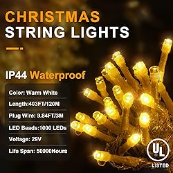 KNONEW 403ft 1000 LED Christmas String Lights