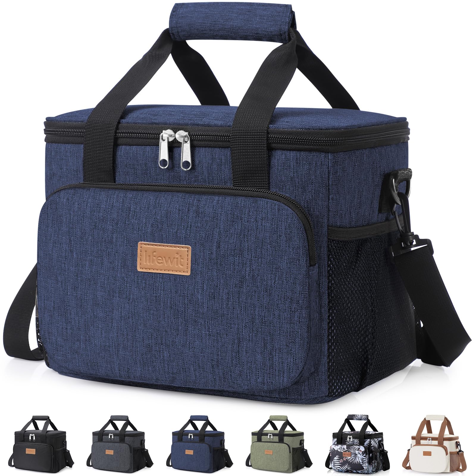 Lifewit Lunch Bag 9L 12 Can Insulated Lunch Box Soft Cooler Cooling Tote for Adult Men Women, Dark Blue