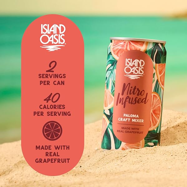 ISLAND OASIS NITRO INFUSED PALOMA CRAFT MIXER, 8.4 FL OZ, PACK OF 4, NATURALLY FLAVORED MOCKTAIL & NON-ALCOHOLIC MIXER
