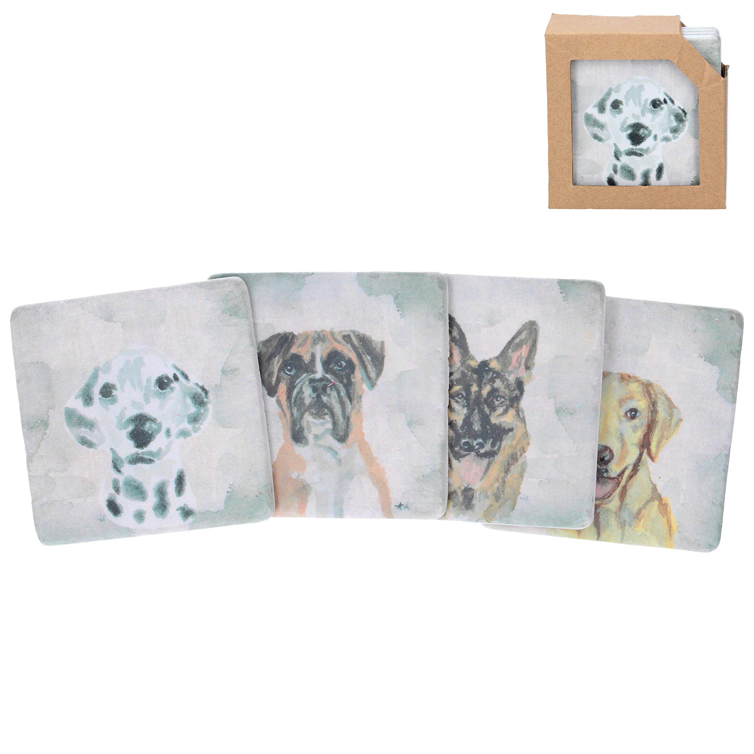 Pack of 4 Resin Coasters with Cork Base - Watercolour Dogs