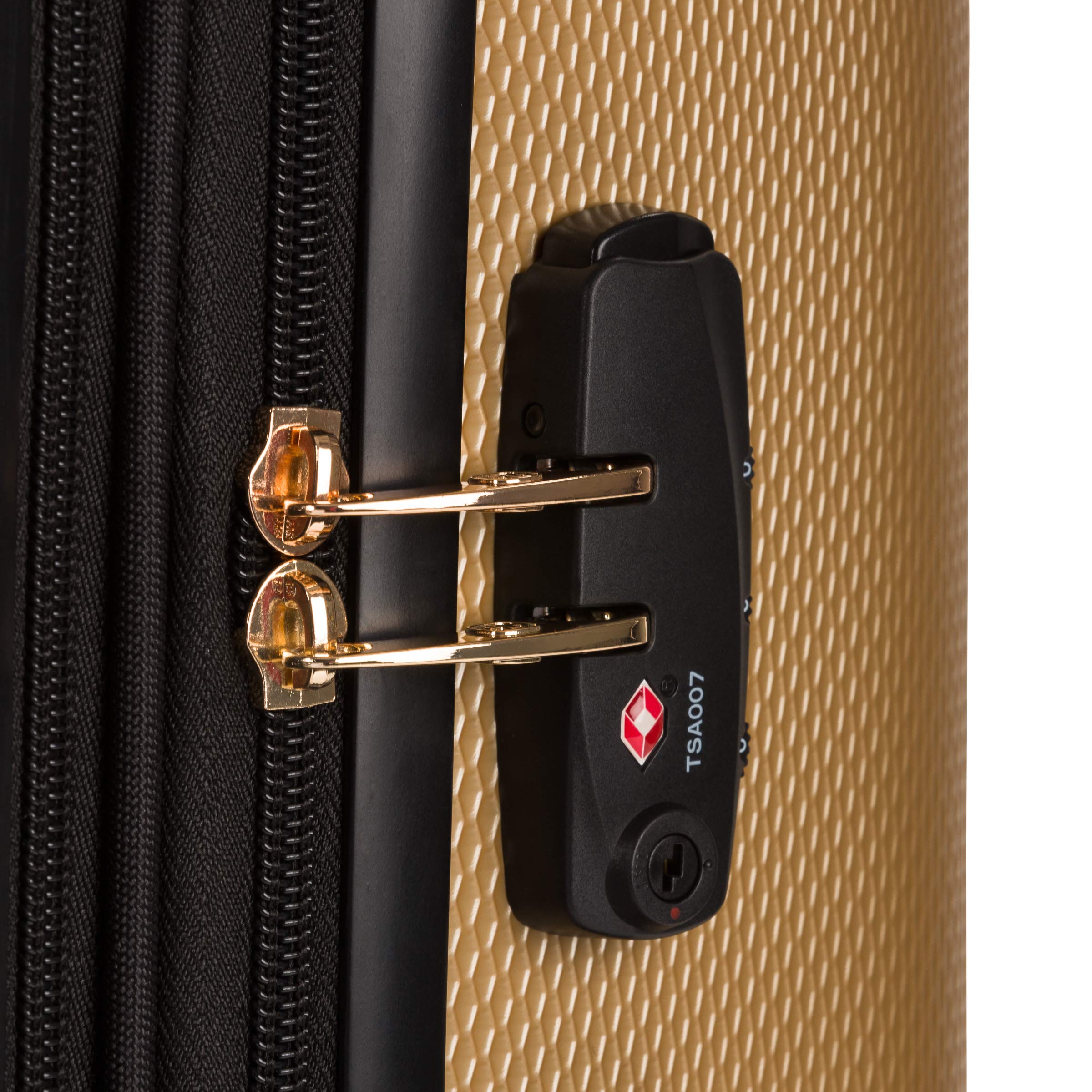 SwissGear 7272 Energie Expandable Hardside Luggage with Spinner Wheels and TSA Lock, Gold, Checked-Medium 24-Inch