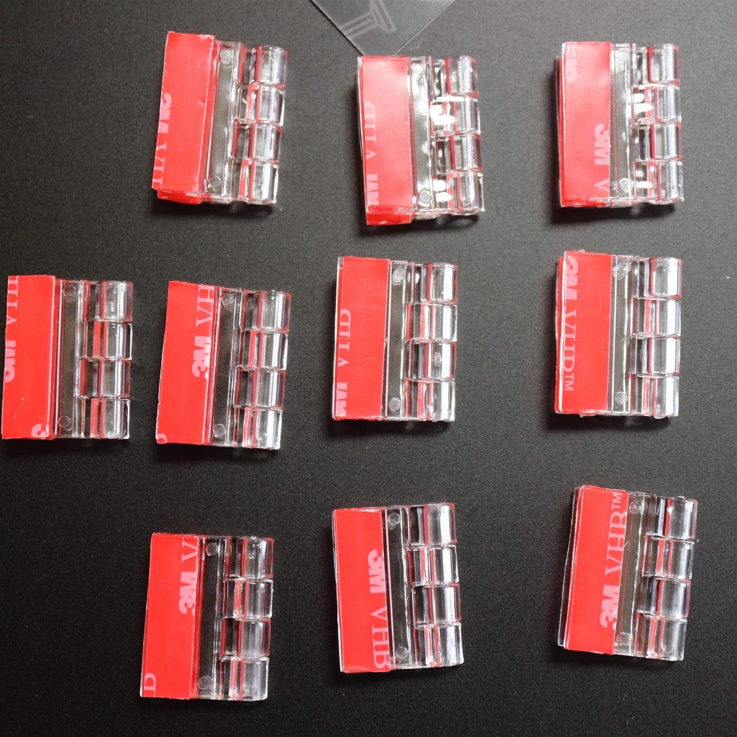 10x Acrylic Piano Hinges - No Glue Required. Transparent Clear Plastic 25mm