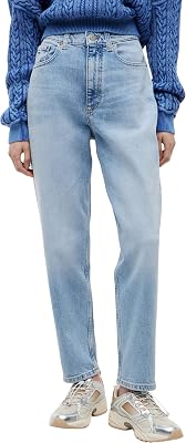 Jeans femininos Mom Cintura Alta, Azul (Denim Leve), 28W/30L