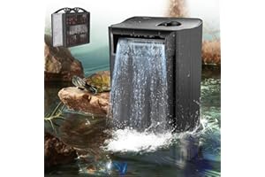 PUEUTU Turtle Tank Filter Adjustable Internal Aquarium Filters Quiet Reptile Waterfall Filter 3-Stage Bio-Filtration Low Water Level for Reptile Shrimp Frog (8W)
