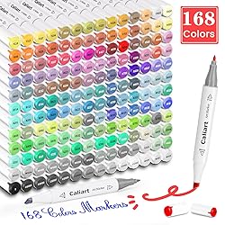 Caliart Markers, 168 Colors Dual Tip Art Markers