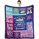 Social Worker Gifts for Women Blanket Birthday for Social Workers Appreciation Graduation Gifts for BSW, MSW, DSW Soft Throw Fleece Blanket 60”x50” in Home Bed Sofa Chairs Dorm