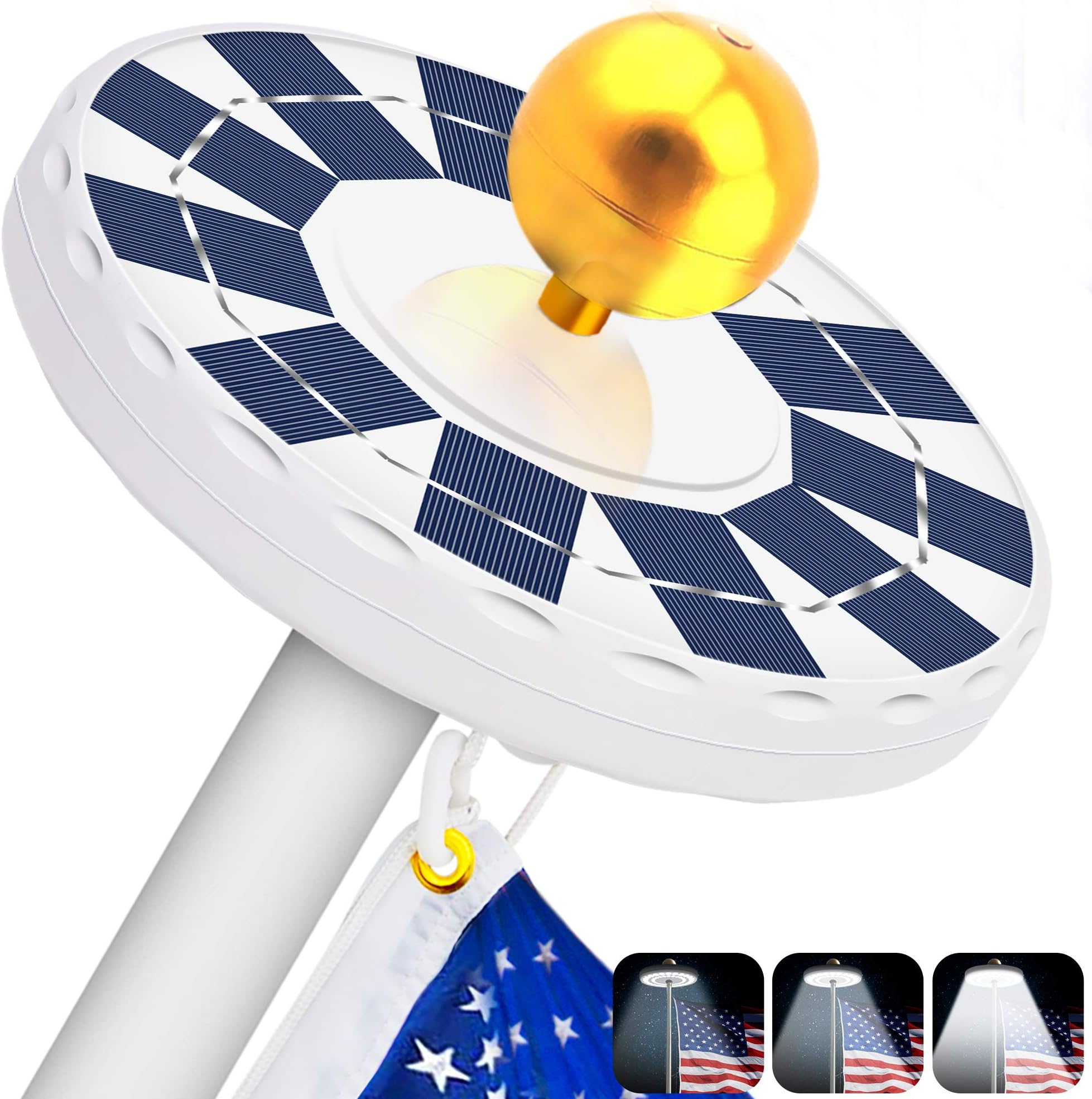 Solar Flag Pole Light, Flagpole Solar Light 800Lux- Hallomall 48LED Downlight Lighting for 15 to 25 Ft Flag Pole Topper, 3 Modes, Auto On/Off Night Light {Upgraded Version }