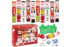 HUYAMAP 10 Pack Christmas Party Favor Non-Snap Christmas Table Favor with Party Hats Joke Little Gifts Inside for Kids Adults, Xmas Table Decorations Holiday Party Favor Xmas Dinner Traditions Supplies