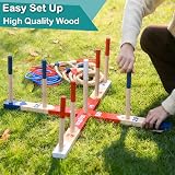 JacJoe All Pro Wooden Ring Toss Games Premium Quoits Garden Game Set (Large) view 5