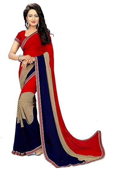 Oomph! Womens Georgette Saree with Blouse Piece