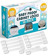 Booboo Baby 10 Pack Premium Child Locks for Kitchen Cabinets No Drill Adhesive