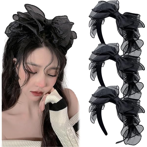 Amazon.com: Minkissy Knotted Hair Band - Black Lace Bowknot