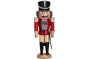 Seiffener Volkskunst German nutcracker hussar ash-tree red, height 37 cm / 15 inch, original Erzgebirge by SV 11212/1