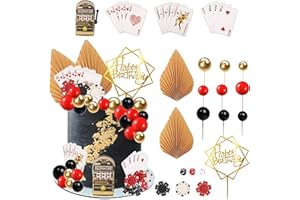 Rsstarxi 31 Pack Casino Cake Topper Casino Cake Decorations with Mini Slot Machine Poker Casino Happy Birthday Cake Topper Poker Chips Dices for Las Vegas Scene Theme Party Decorations