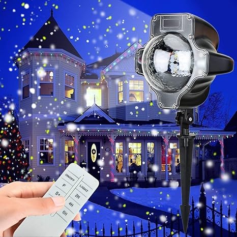 Proiettore Luci Natalizie Per Interno.Proiettore Luci Natale Proiettore Lampada Led Effetto Neve Impermeabile Ip44 Esterno Interno Bassa Tensione E Telecomando Per Decorazioni Da Giardino Halloween Natale Festa E Matrimonio Amazon It Illuminazione