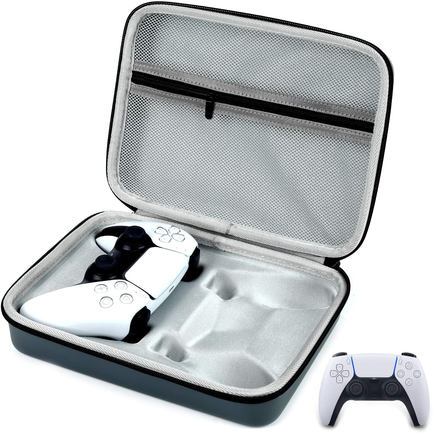 AJKTHGE PS5 / PS4 Controller Case, Dual Gaming Controller Protective Hard Shell, PS5 Two Controllers Travel Carrying Bag with Room for Cable Cord and Accessories (Gray)