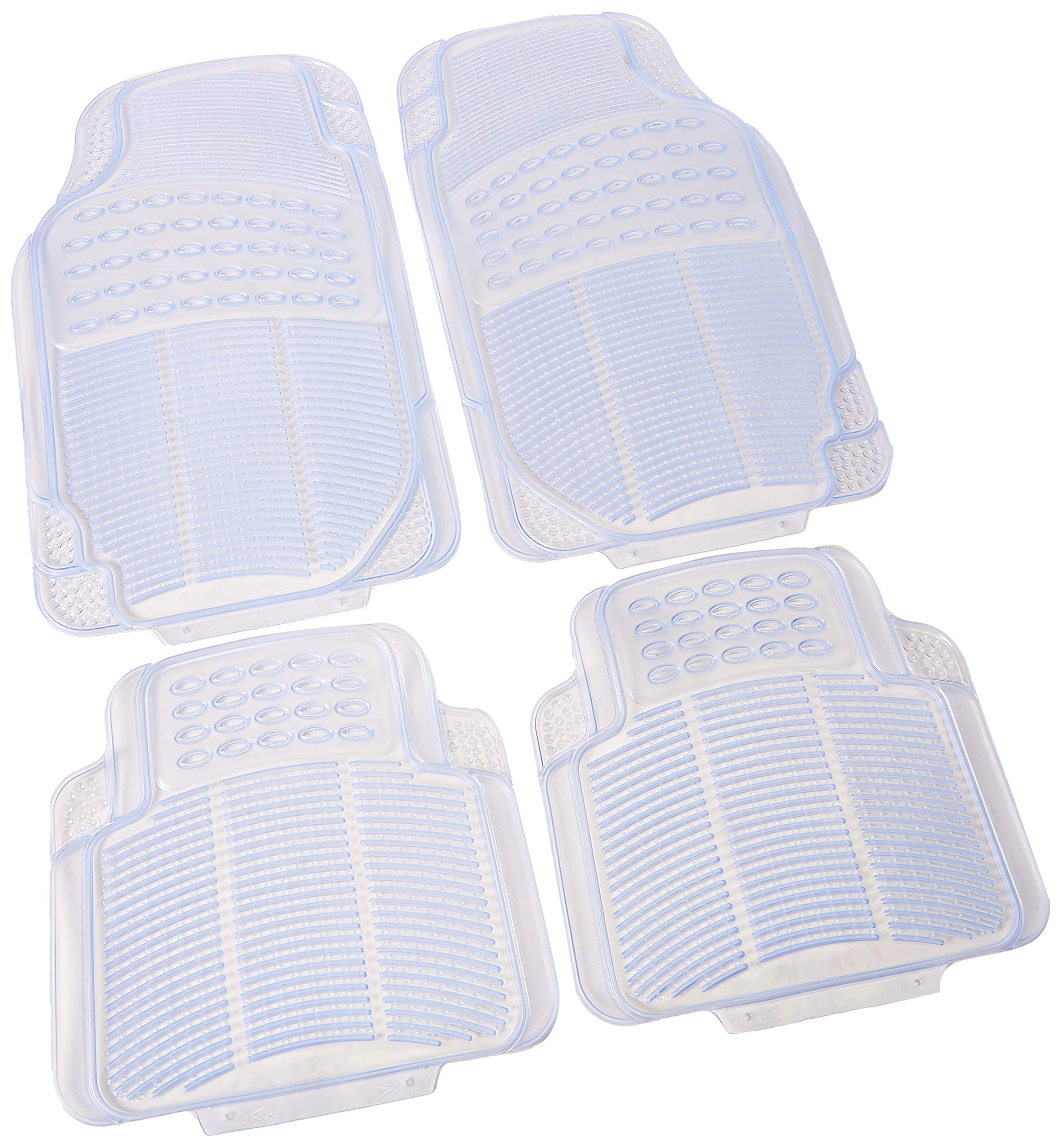 BDK Universal Fit 4-Piece Heavy Duty All Weather Protection Floor Mat - Rubber (Clear) (MT-654-CL)