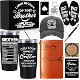 NVTROVI 10 PCS Brother Gifts from Sister with 20 Oz Tumbler Journal Cap Bracelet Socks Pen, Birthday Christmas Christian Gift for Brother Adult, Son, Nephew, Grandson