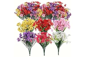 24 Bundles Artificial Flowers Fake Flowers Bulk Outdoors UV Resistant Fake Flowers Artificial Plants for Decor Outdoor Garden