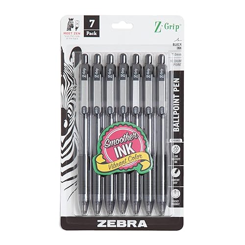 Zebra Z-Grip Smooth – Penna A Sfera Retrattile, Punta Media 1,0 Mm, Inchiostro Nero – Confezione Regalo Da 10 – Effetto Marmo Bianco Glam