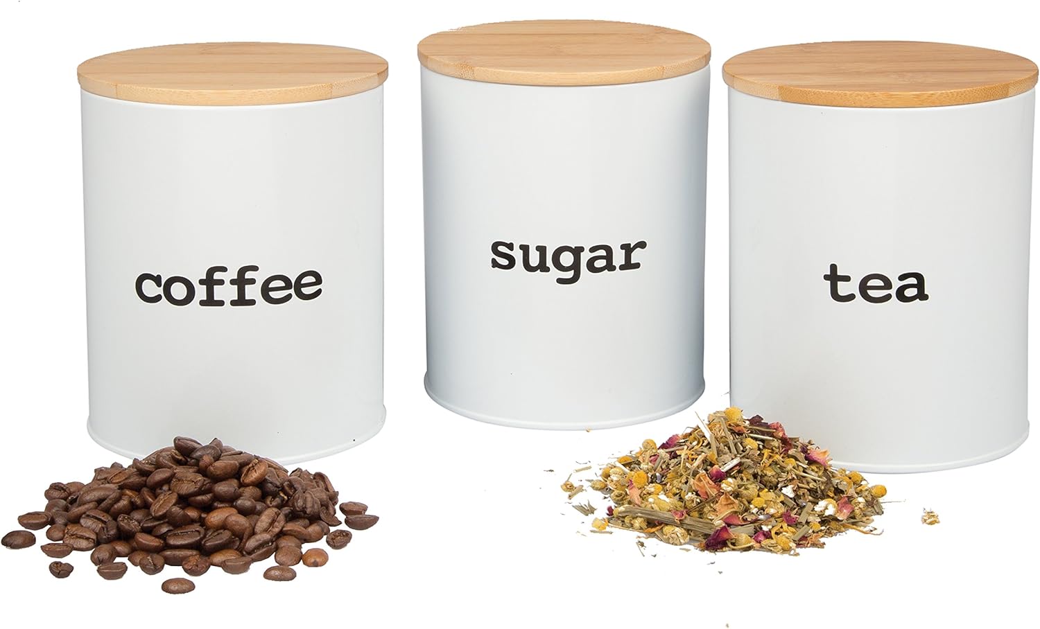 Kitchen Canister Set with Air Tight Bamboo Lids 3 Food Storage