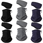 SATINIOR 12 Pcs Winter Neck Gaiters Fleece Neck Warmer Drawstring Thermal Face Scarf Ear Warmers Headband Head Wrap Ear Muff