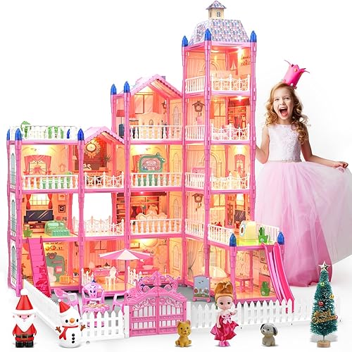 TopGift Dollhouse, Dream House Dollhouses Gifts for Girls, Doll